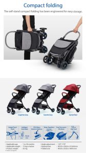 Carucior cu pliere compacta si frana automata Combi Japonia AuraStar Dark Grey