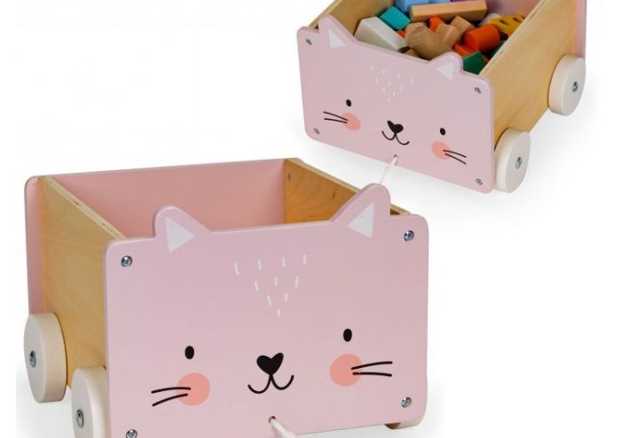 Carucior din lemn pentru depozitarea jucariilor 2904 Ecotoys