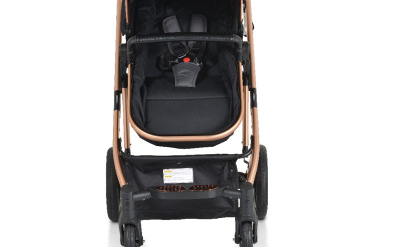 Carucior transformabil 2in1 Moni Thira Black cu cadru din aluminiu