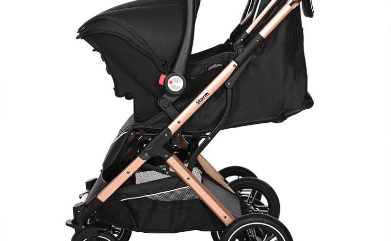 Carucior pentru nou-nascut Storm pana la 22 kg cadru aluminiu Luxe Black